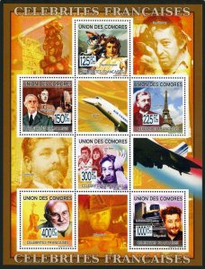 Comoro Isl 2009 year, Celebrities Franchisers,MNH. Napoleon,de Gaulle,Eiffel,