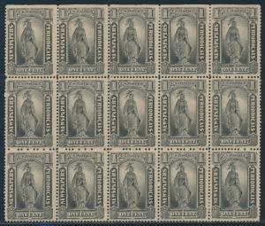 #PR81 BLOCK OF 15 1¢ 1885 NATURAL S.E. AT TOP VF-XF OG CV $1,425.00++ HV7204