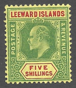 Doyle's_Stamps: 1911 MH Leeward Islands King Edward VII 5 Shilling, Scott #40*