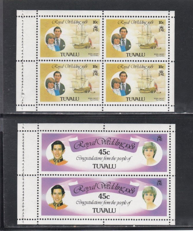 Tuvalu # 157a, 160a, Royal Wedding, Booklet Panes, Mint NH, 1/2 Cat.