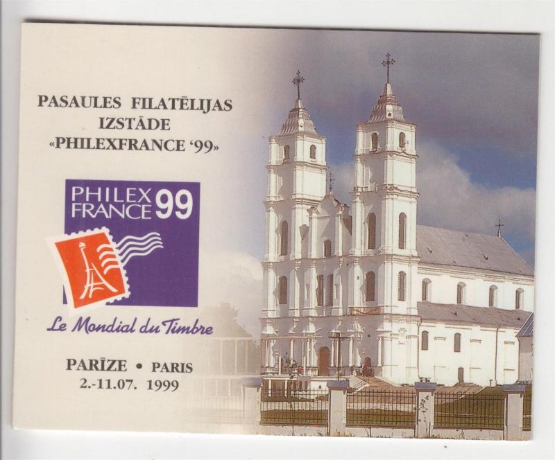 LATVIA, Booklet, 1999 PhilexFrance, 15s. x 6