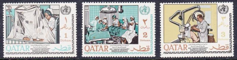 Qatar 134-136 Mint OG 1968 World Health Organization