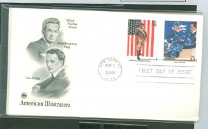 US 3502a-r American Illustrators set of 20 on 10 Postal Society 1st day cachets all are unaddressed.