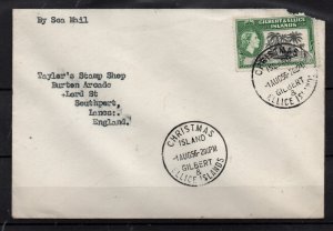 1956 QEII 2 1/2d Gilbert & Ellice used Christmas Island to UK WS36782