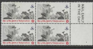 US#1477 8c Posting a Broadside  Mail Early block of 4 (MNH)  CV. $1.00