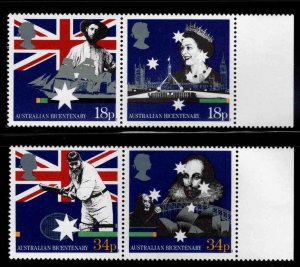 Great Britain Scott 1222-1225 MNH**  Australia Bicentennial set in Pairs