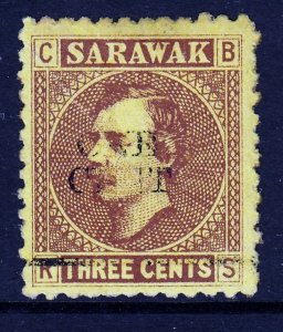 Sarawak 1892 Sir Charles Brooke 1c on 3c Ovpt. Mint MNH SG 27