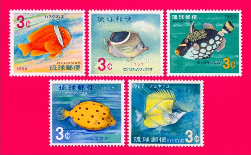 Ryukyu 1966 1967 Nature Fauna Tropical Fish 5v Sc151-155 MNH