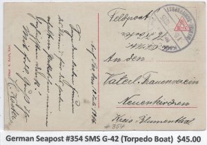 German Seapost #354, SMS G-42 (Torpedo Boat) 1915 (M6317)