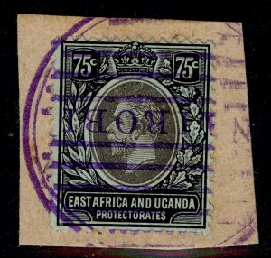 EAST AFRICA and UGANDA GV SG52, 75c black/green, USED. Cat £17. ON PIECE