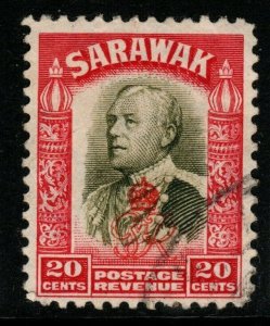 SARAWAK SG159 1947 20c OLIVE-GREEN & CARMINE FINE USED