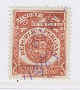 PERU Revenue Stamp Used Tax Mark Fiscal PEROU Stamp Fiscal A27P50F25593-