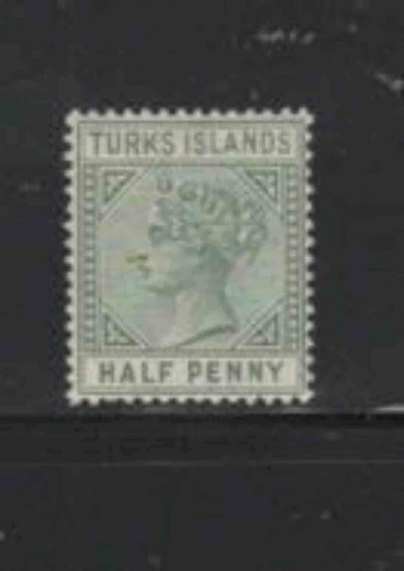 TURKS ISLANDS #48 1885 1/2p QUEEN VICTORIA MINT VF LH O.G b