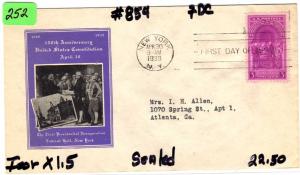 #854, FDC, IOOR, CV=$15.00, (2012)