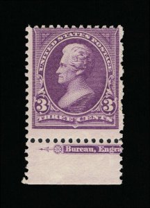 GENUINE SCOTT #253 F-VF MINT OG NH 1894 PURPLE 3¢ PERF-12 UNWMK PART BEP IMPRINT