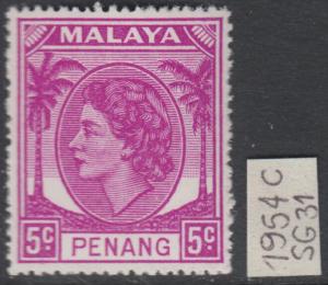 XG-AG960 MALAYA - Penang, 1954 Qeii, 5C., SG31 MNH Set