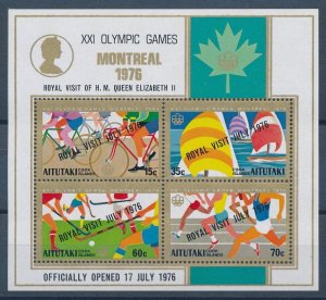 [116506] Aitutaki 1976 Royal visit on Olympic Games Montreal Souvenir Sheet MNH