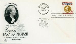 US Stamp #1160 Paderewski 8c - First Day Cover - Washington DC Cancel 