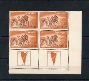 Israel Scott #25 1950 Negev Camel Right Marginal Tab Block of Four MNH!!