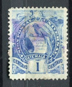 GUATEMALA; 1886 classic Quetzal Coat of Arms issue fine used 1c. value