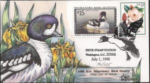 Collins Hand Painted Milford Series FDC for the Federal 1998 Waterfowl Stamp