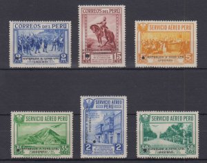 PERU 1935 FOUNDING OF LIMA Sc 324, 327, C6-C8 & C10 PERF PROOFS + SPECIMEN MNH
