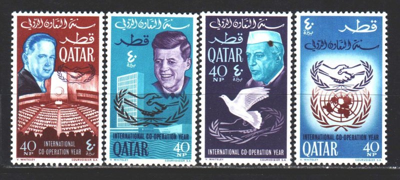 Qatar. 1966. 114-17. 20 years of the UN, Kennedy, Nehru, dove. MNH.