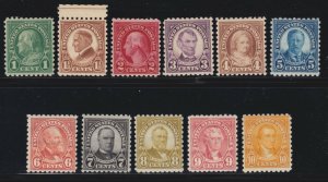 US 581-591 1c-10c Perf 10 Regular Issue Complete Set Mint VF OG NH SCV$402 (001)