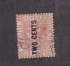 STRAITS SETTLEMENTS # 59 LIGHTLY USED 2cts O/PRINT CAT VALUE $900