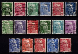 France 1947-51 Marianne def. New values & colors, Part Set [Used]