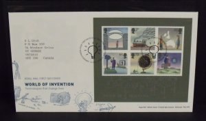 15737   GREAT BRITAIN   FDC # 2449a    World of Invention, Souvenir Sheet