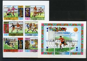 RAS AL KHAIMA 1970 SOCCER WORLD CUP MEXICO SET OF 6 STAMPS & S/S IMPERF. O/P MNH