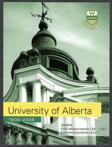Canada #2263a 52¢ University of Alberta (2008). Booklet of 8 stamps. MNH