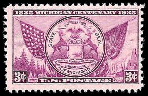 # 775 MINT NEVER HINGED MICHIGAN CENTENARY