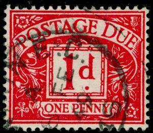 SG D28, 1d carmine, FINE USED, CDS. WMK GVIR 