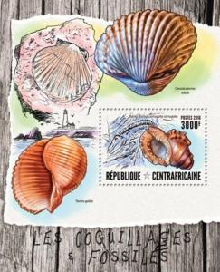 WD03-28-19-Central Africa- 2016 Seashells & Fossils - Souvenir Sheet - CA16407b