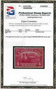 US Stamp #Q4 Rural Carrier 4c - PSE Cert - MNH - REPERFORATED