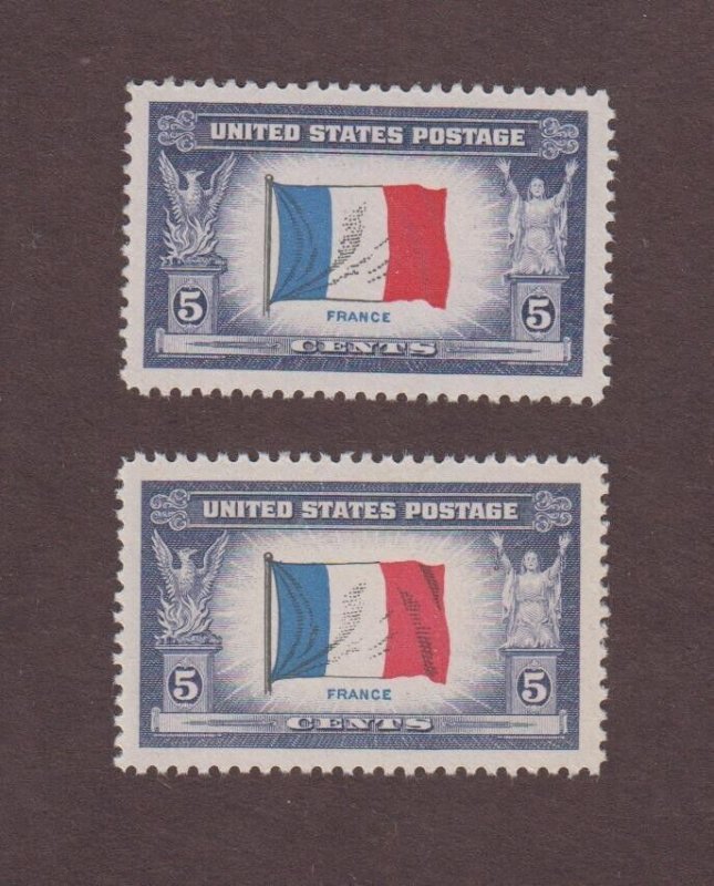 US, 915b, 915, EFO, FRANCE, RED OVER BLACK ERROR, 1943, MINT NH OG, VF