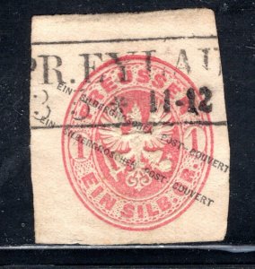 Prussia 1sg rose Post-Couvert cut square,  Used VF    ...   5170050
