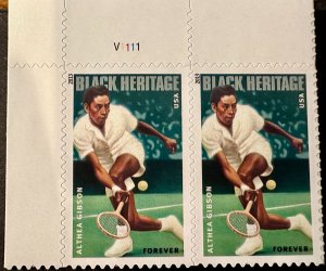 US # 4803 Althea Gibson pair. w/plate # forever 2013 Mint NH