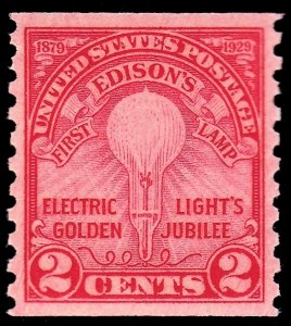 US Scott # 656 MNH Electric Light's Golden Jubilee Issue 2 ¢ - First Lamp (1879)