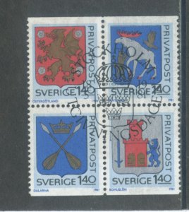 Sweden 1356-9  Used blk of 4 (1)