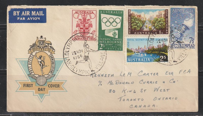 Australia  SC  286, 288-91 Opening Day Olympic Village Cancel Cover