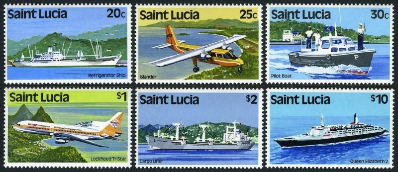 Saint Lucia 507a-515a WMK 380, MNH. Michel 505Y-513Y. Airplanes, Ships. 1984.