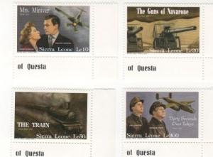 1991 Sierra Leone World War II Movies - Set of 8 Stamps 