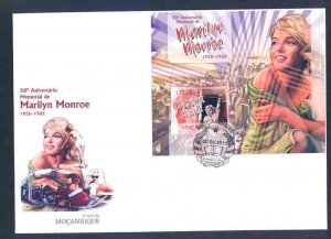 MOZAMBIQUE 2012 '50th MEMORIAL ANNIVERSARY OF MARILYN MONROE' S/SHEET FDC