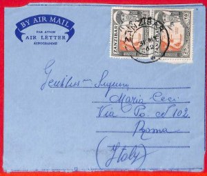 aa3828 - ZANZIBAR  - Postal History -  AIRMAIL COVER  to ITALY  1962 Maps