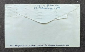 1943 Illustrated Patriotic Airmail Cover St Peterburg FL to Springfield MA