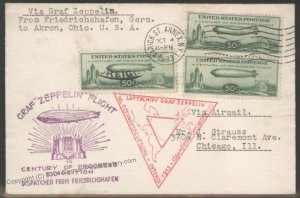 USA 1933 Graf Zeppelin Si241D Century of Progress C18 Cover Akron Friedri 103372