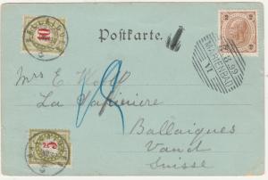 AUSTRIA 1899 PICTURE POSTCARD POSTAGE DUE TO SWITZERLAND MARIENBAD VIEW